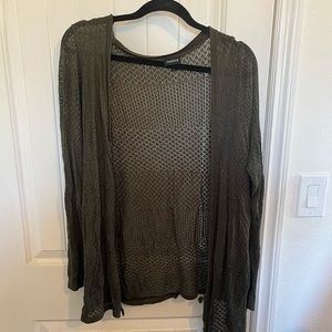 Torrid Olive Green Pointelle Open Cardigan